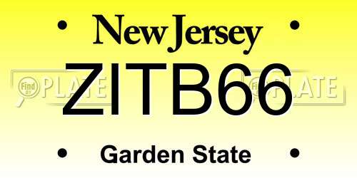 ZITB66 New Jersey License Plate