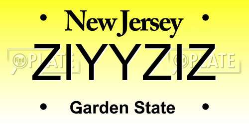 ZIYYZIZ New Jersey License Plate