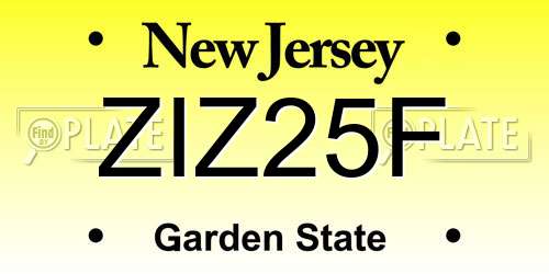 ZIZ25F New Jersey License Plate