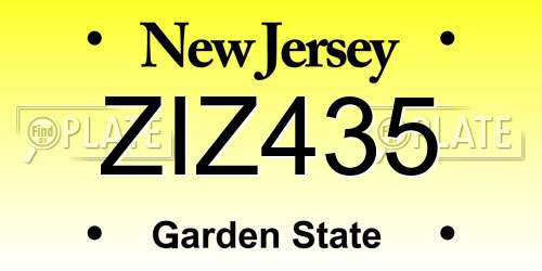 ZIZ435 New Jersey License Plate