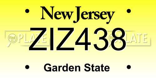 ZIZ438 New Jersey License Plate