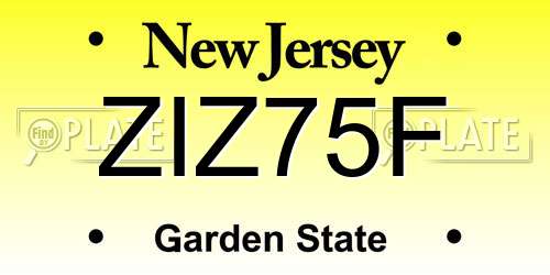 ZIZ75F New Jersey License Plate