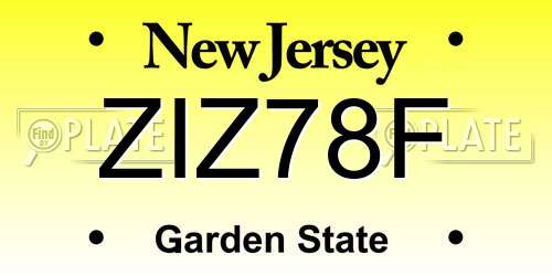 ZIZ78F New Jersey License Plate