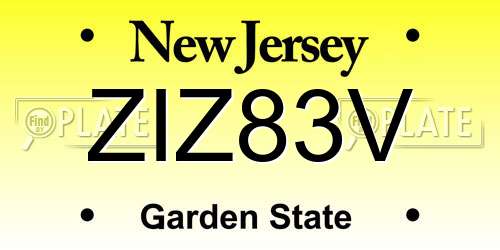 ZIZ83V New Jersey License Plate