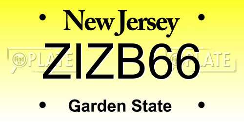 ZIZB66 New Jersey License Plate