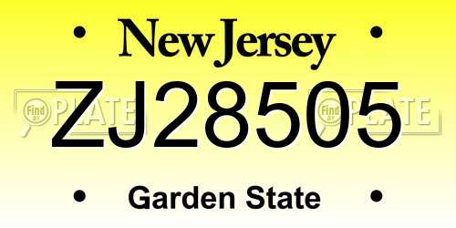 ZJ28505 New Jersey License Plate