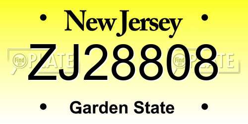 ZJ28808 New Jersey License Plate