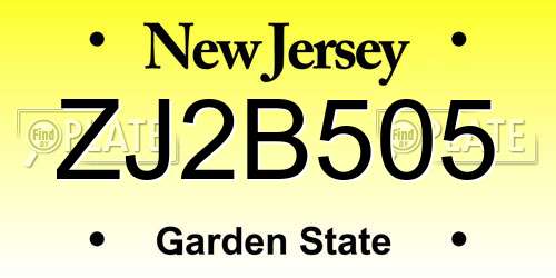 ZJ2B505 New Jersey License Plate