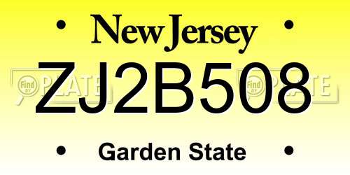 ZJ2B508 New Jersey License Plate