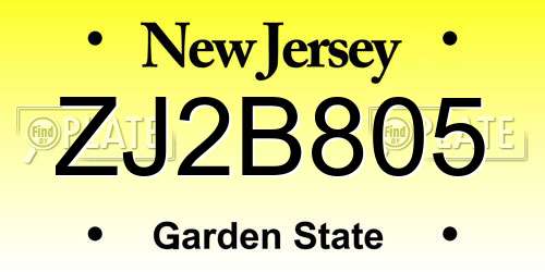 ZJ2B805 New Jersey License Plate