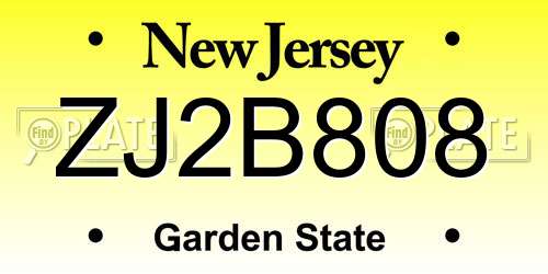 ZJ2B808 New Jersey License Plate