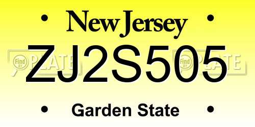 ZJ2S505 New Jersey License Plate