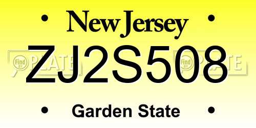 ZJ2S508 New Jersey License Plate