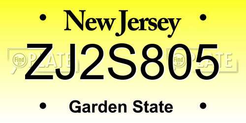 ZJ2S805 New Jersey License Plate