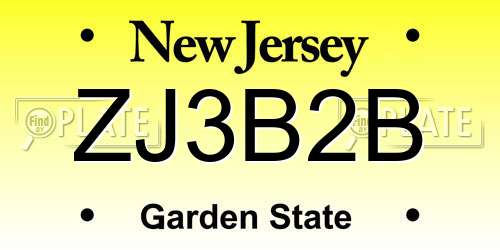 ZJ3B2B New Jersey License Plate