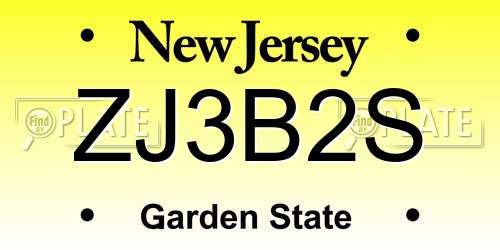 ZJ3B2S New Jersey License Plate