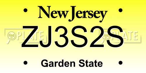 ZJ3S2S New Jersey License Plate