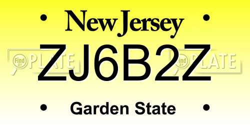 ZJ6B2Z New Jersey License Plate