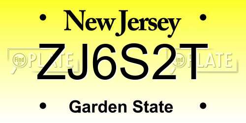 ZJ6S2T New Jersey License Plate
