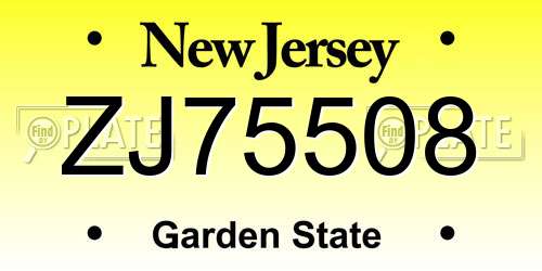 ZJ75508 New Jersey License Plate