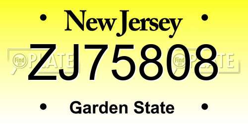 ZJ75808 New Jersey License Plate