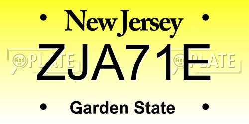 ZJA71E New Jersey License Plate