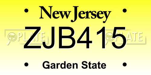 ZJB415 New Jersey License Plate