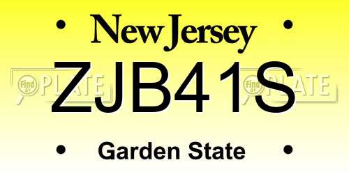 ZJB41S New Jersey License Plate