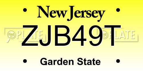ZJB49T New Jersey License Plate