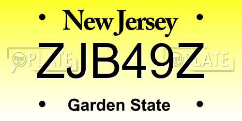 ZJB49Z New Jersey License Plate