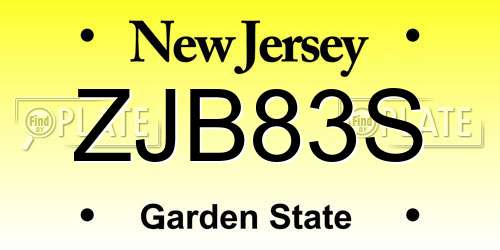ZJB83S New Jersey License Plate