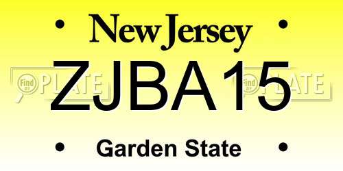 ZJBA15 New Jersey License Plate