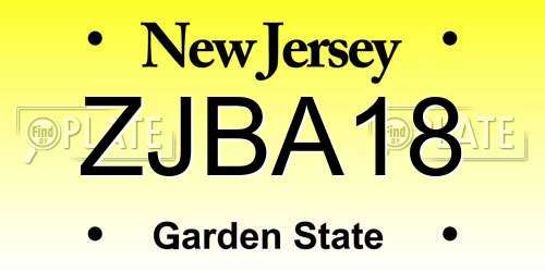 ZJBA18 New Jersey License Plate