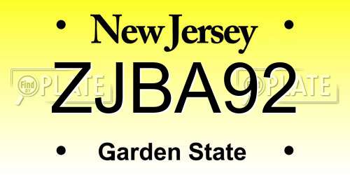 ZJBA92 New Jersey License Plate