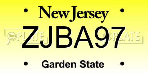 ZJBA97 New Jersey License Plate