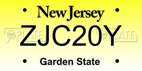 ZJC20Y New Jersey License Plate