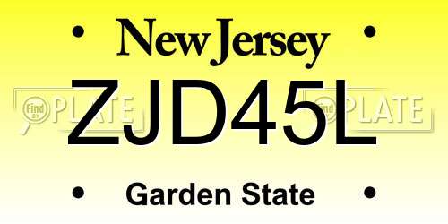 ZJD45L New Jersey License Plate