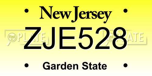 ZJE528 New Jersey License Plate