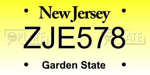 ZJE578 New Jersey License Plate