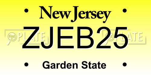 ZJEB25 New Jersey License Plate