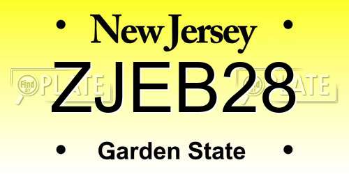 ZJEB28 New Jersey License Plate