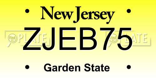 ZJEB75 New Jersey License Plate