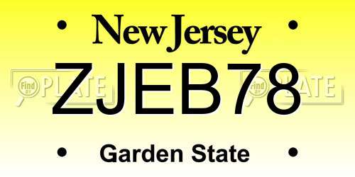 ZJEB78 New Jersey License Plate
