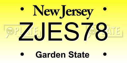ZJES78 New Jersey License Plate