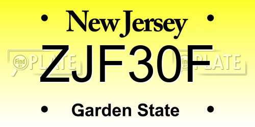 ZJF30F New Jersey License Plate
