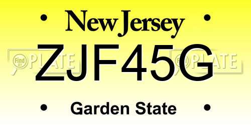 ZJF45G New Jersey License Plate