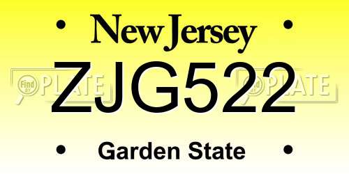 ZJG522 New Jersey License Plate