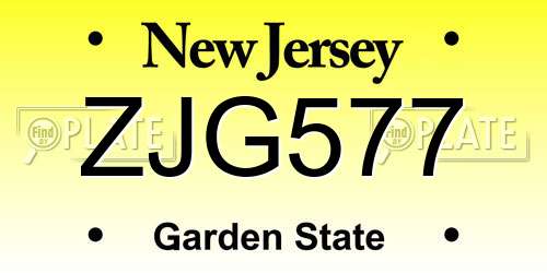 ZJG577 New Jersey License Plate