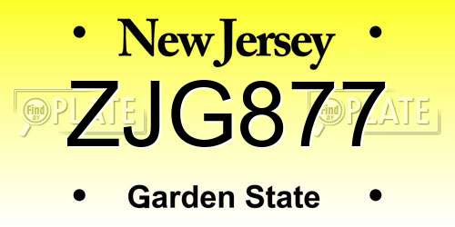 ZJG877 New Jersey License Plate