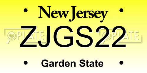ZJGS22 New Jersey License Plate